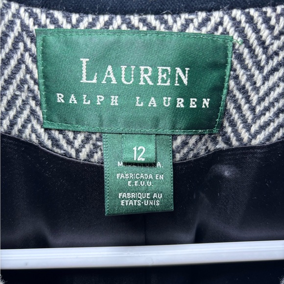 Lauren Ralph Lauren Double Breasted Wool Herringbone Coat Womens 12 Vintage USA - Picture 4 of 13